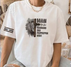 Dad Man Of God Gift for Papa Personalized Embroidered T-Shirt Perfect Gift Idea Funny Custom Gift - TN - 4519804