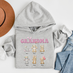 Grandma & Her Easter Bunnies Easter Gift for Grandma Personalized Embroidered Hoodie Perfect Gift Idea Funny Custom Gift - TN - 6961149
