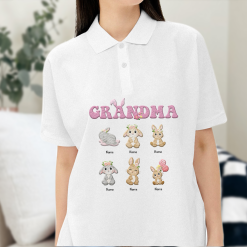 Grandma & Her Easter Bunnies Easter Gift for Grandma Personalized Embroidered Polo Perfect Gift Idea Funny Custom Gift - TN - 6961149