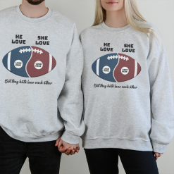 American Football Fans Custom Team Logo Gifts For Couple Personalized Embroidered Sweatshirt Perfect Gift Idea Funny Custom Gift - TN - 9249980