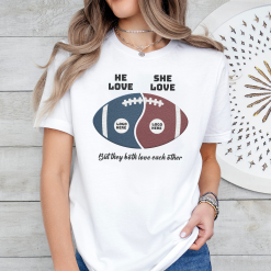 American Football Fans Custom Team Logo Gifts For Couple Personalized Embroidered T-Shirt Perfect Gift Idea Funny Custom Gift - TN - 9249980