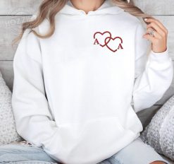 Couple Initial, Double Heart Personalized Embroidered Hoodie Perfect Gift Idea Funny Custom Gift - PL - 51183343