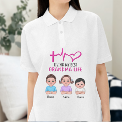 My Heart Beats for My Grandkids Gift For Nana Personalized Embroidered Polo Perfect Gift Idea Funny Custom Gift - TN - 2000148