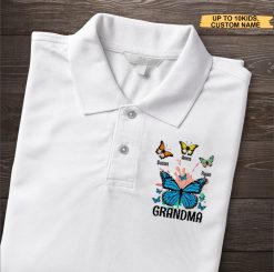 Mom Grandma And Kids Butterfly Gift For Grandma Personalized Embroidered Polo Perfect Gift Idea Funny Custom Gift - TN - 2237768