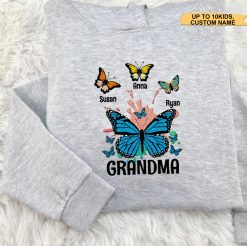Mom Grandma And Kids Butterfly Gift For Grandma Personalized Embroidered Hoodie Perfect Gift Idea Funny Custom Gift - TN - 2237768