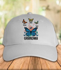 Mom Grandma And Kids Butterfly Gift For Grandma Personalized Embroidered Cap Perfect Gift Idea Funny Custom Gift - TN - 2237768