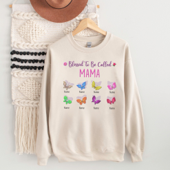 Grandma’s Butterfly Family Gift For Mom, Grandma Personalized Embroidered Sweatshirt Perfect Gift Idea Funny Custom Gift - TN - 9184923