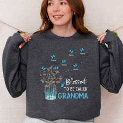 Blessed To Be Called Grandma Butterfly  Gift For Grandma Personalized Embroidered Sweatshirt Perfect Gift Idea Funny Custom Gift - TN - 7504061